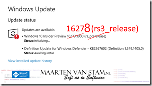 RS3 Windows 10 Insider Preview 16278
